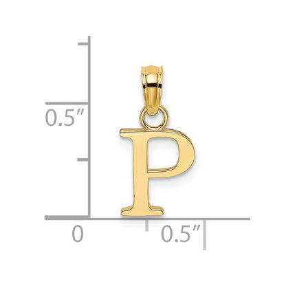 14K Yellow Gold Polished Block Letter P Initial Pendant