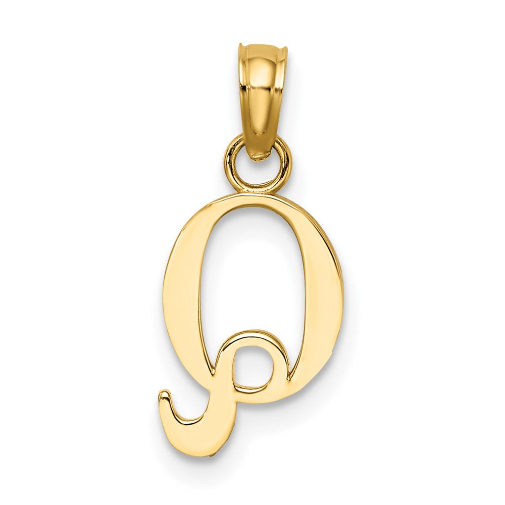14K Yellow Gold Polished Block Letter Q Initial Pendant