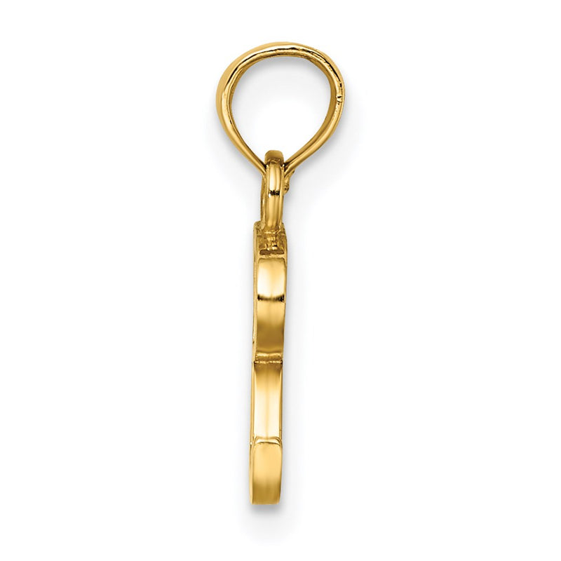 14K Yellow Gold Polished Block Letter R Initial Pendant