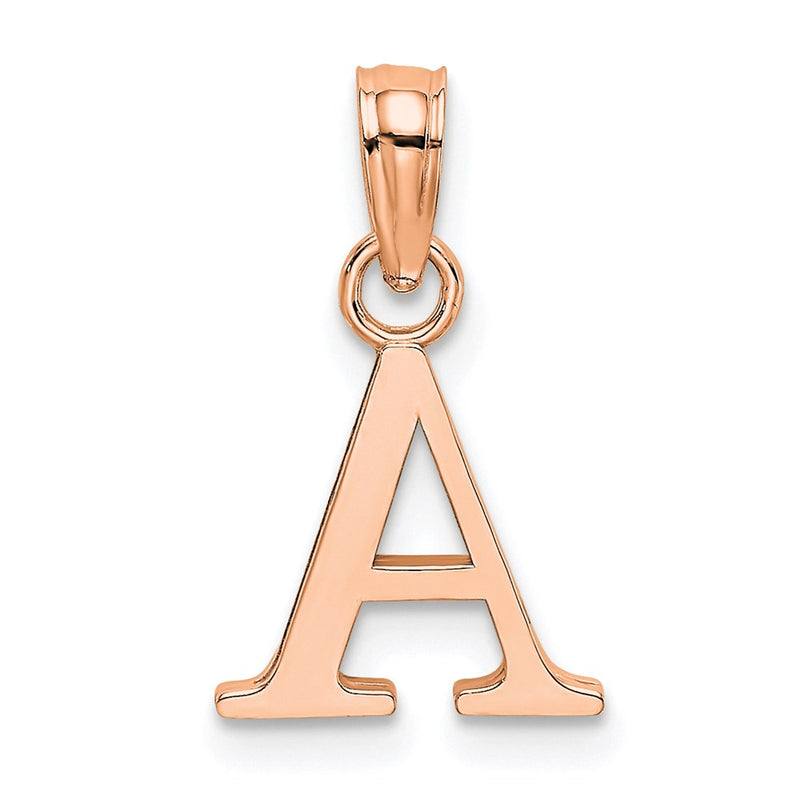 14K Rose Gold Polished Block Letter A Initial Pendant