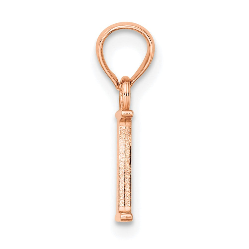 14K Rose Gold Polished Block Letter I Initial Pendant