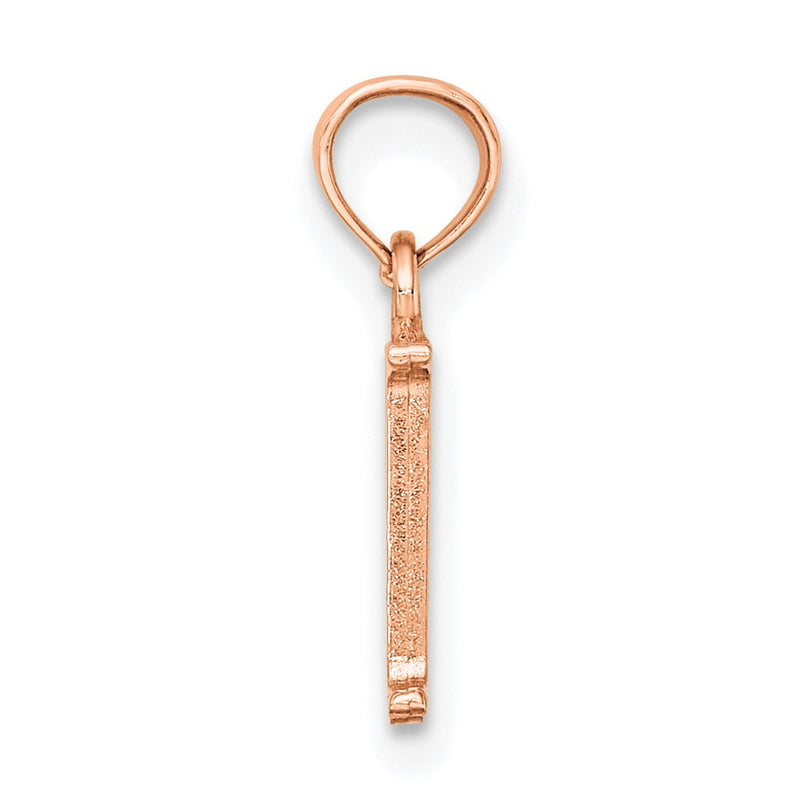 14K Rose Gold Polished Block Letter M Initial Pendant