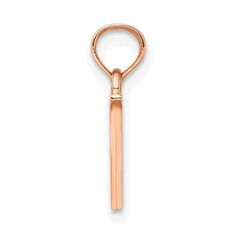 14K Rose Gold Polished Block Letter V Initial Pendant