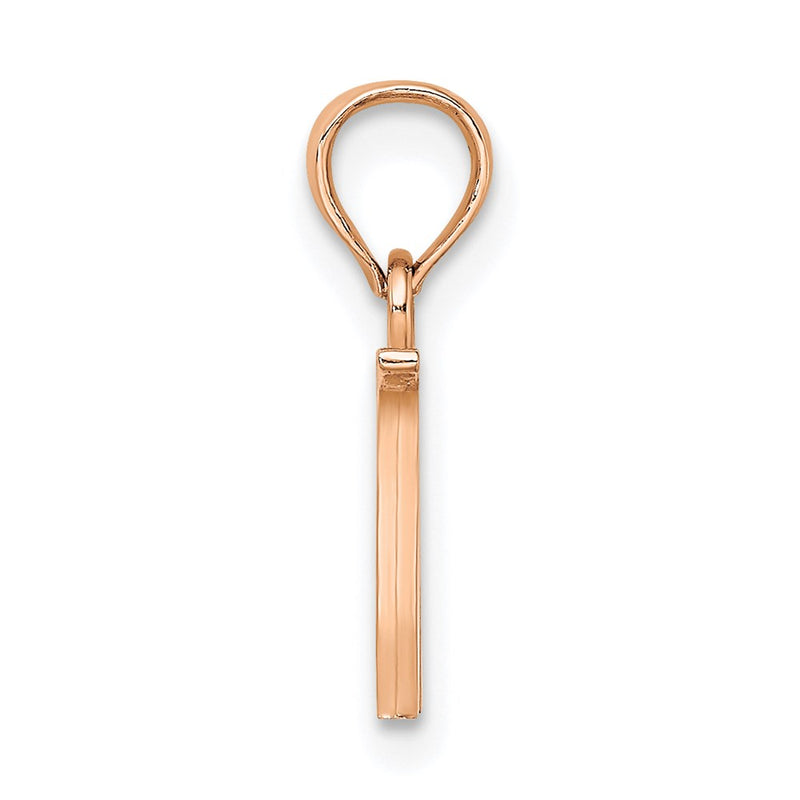 14K Rose Gold Polished Block Letter W Initial Pendant