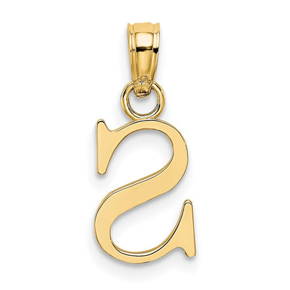14K Yellow Gold Polished Block Letter S Initial Pendant