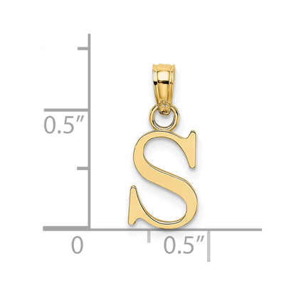 14K Yellow Gold Polished Block Letter S Initial Pendant