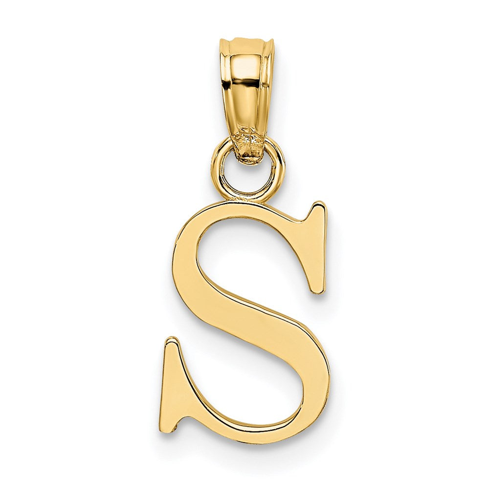 14K Yellow Gold Polished Block Letter S Initial Pendant