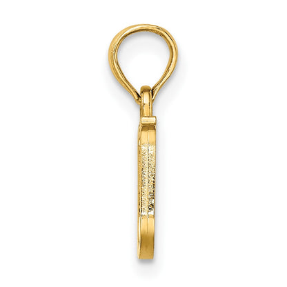 14K Yellow Gold Polished Block Letter U Initial Pendant