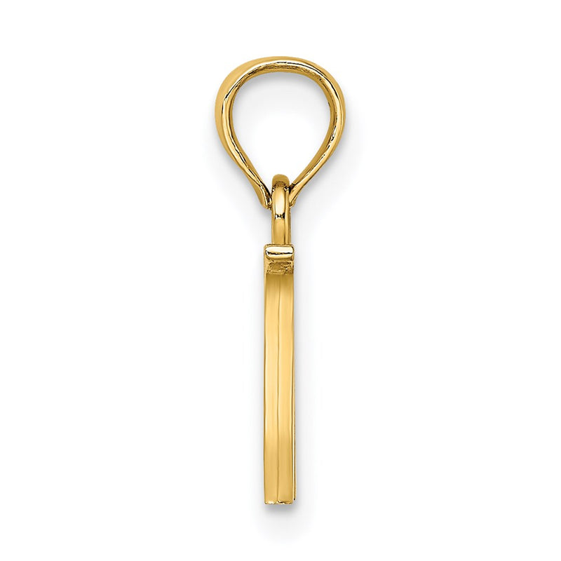14K Yellow Gold Polished Block Letter W Initial Pendant