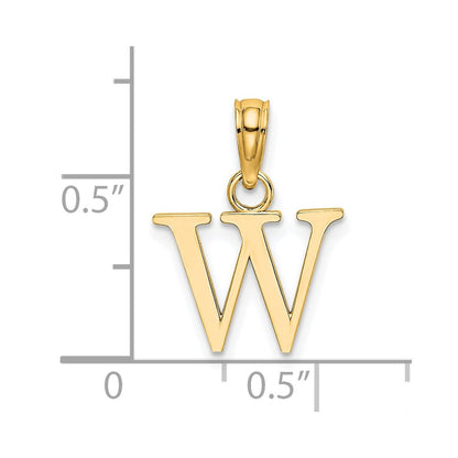 14K Yellow Gold Polished Block Letter W Initial Pendant