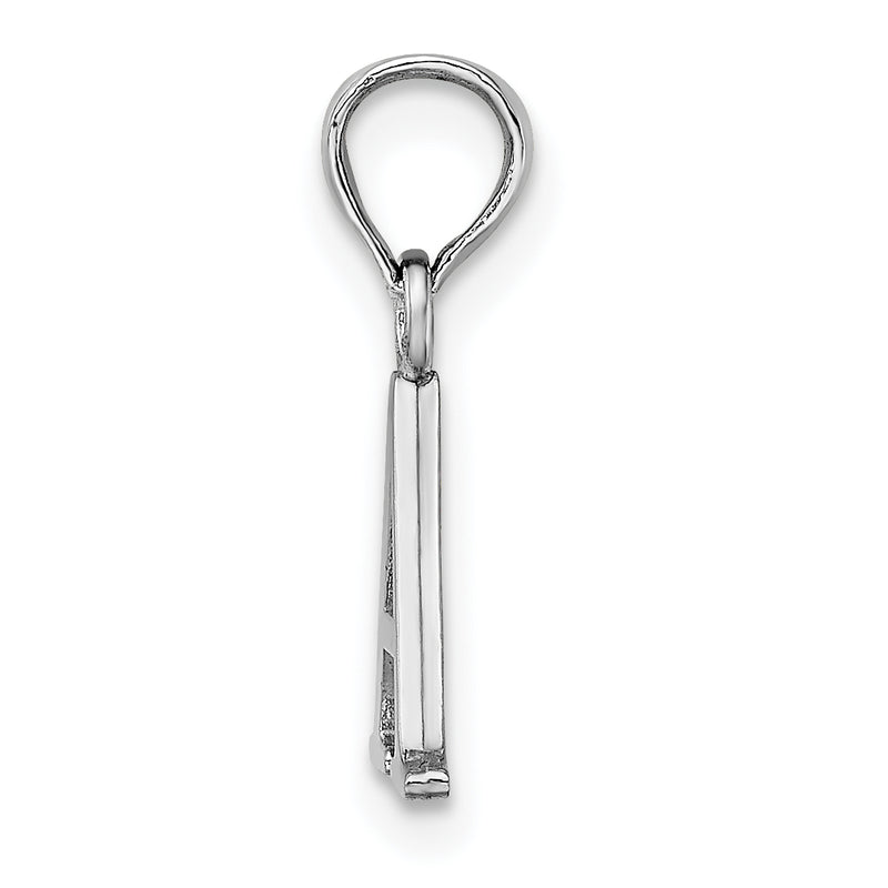 14K White Gold 14Kw Polished Block Letter A Initial Pendant