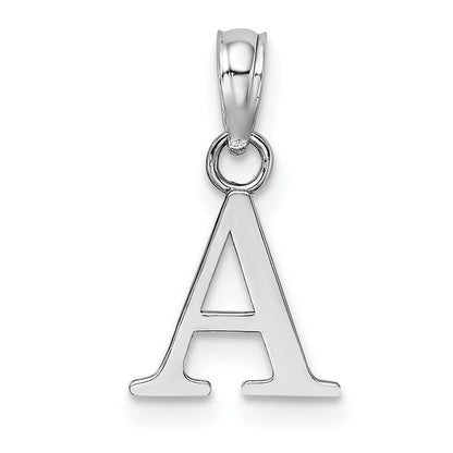 14K White Gold 14Kw Polished Block Letter A Initial Pendant