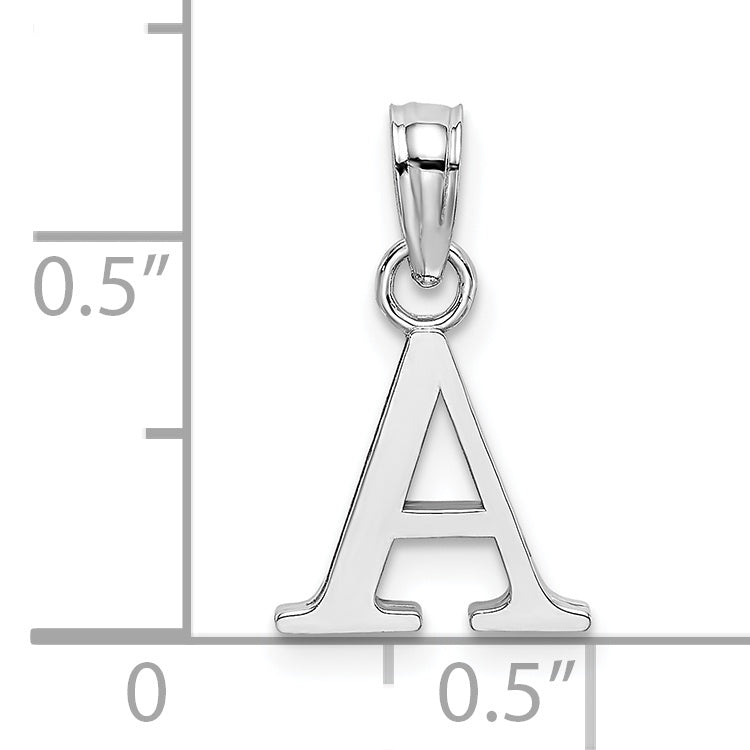 14K White Gold 14Kw Polished Block Letter A Initial Pendant