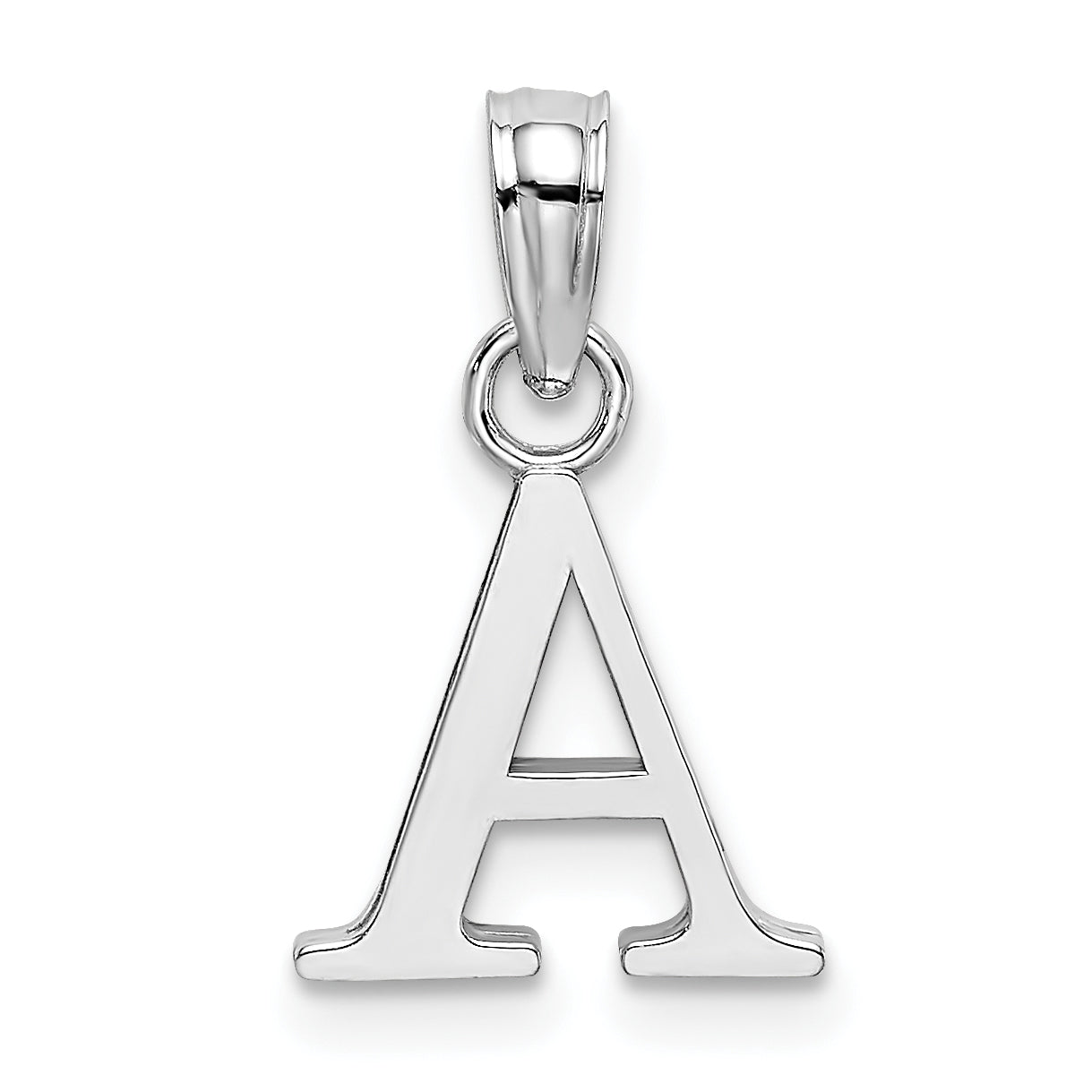 14K White Gold 14Kw Polished Block Letter A Initial Pendant
