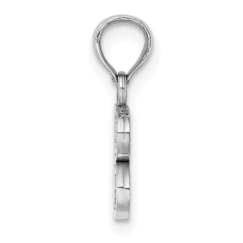 14K White Gold 14Kw Polished Block Letter B Initial Pendant
