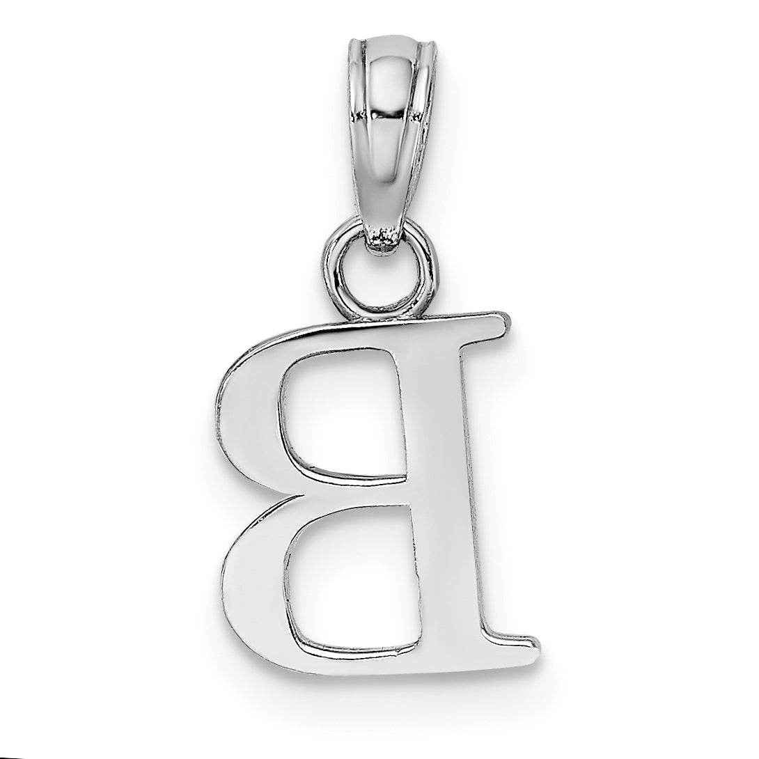 14K White Gold 14Kw Polished Block Letter B Initial Pendant