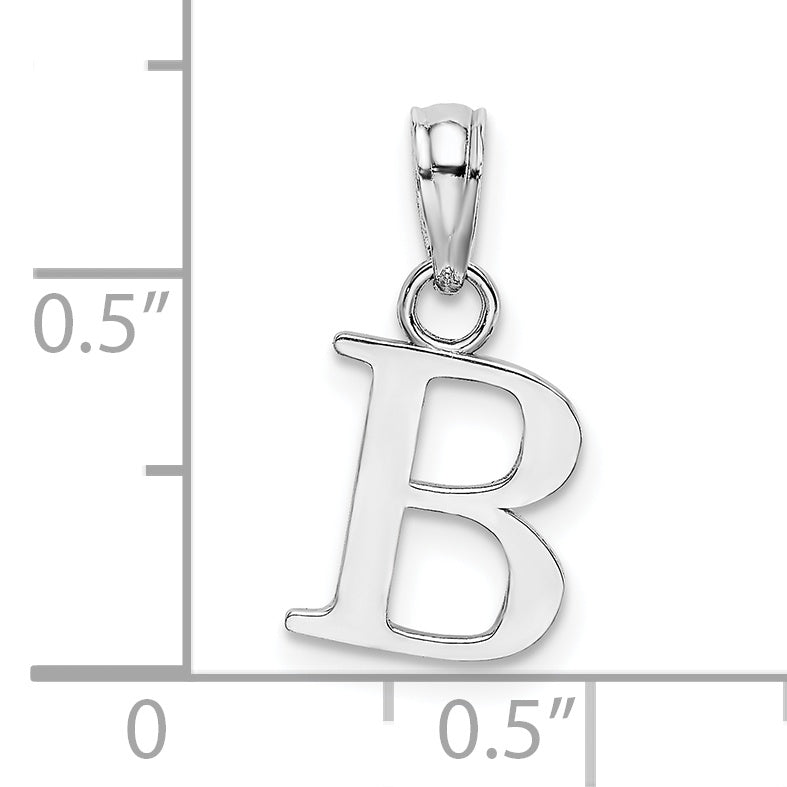 14K White Gold 14Kw Polished Block Letter B Initial Pendant