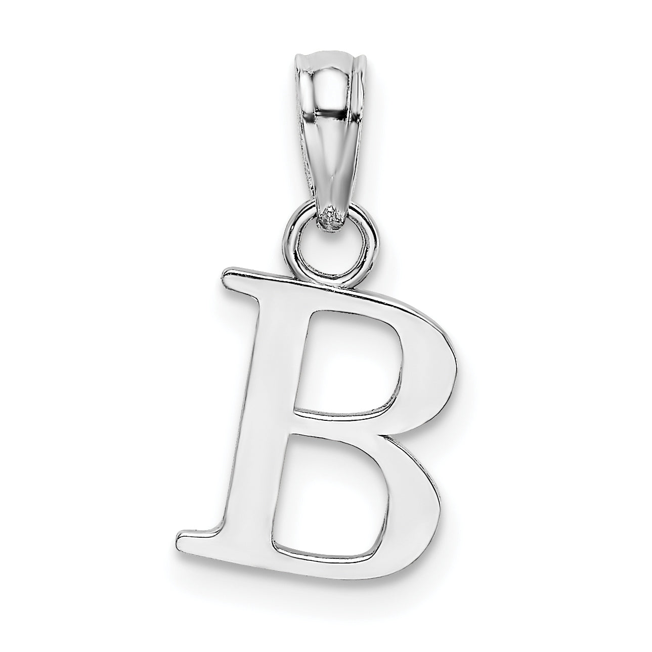 14K White Gold 14Kw Polished Block Letter B Initial Pendant
