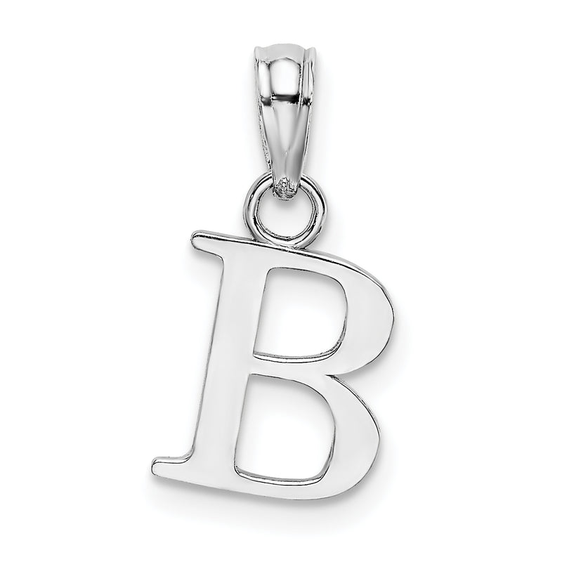 14K White Gold 14Kw Polished Block Letter B Initial Pendant