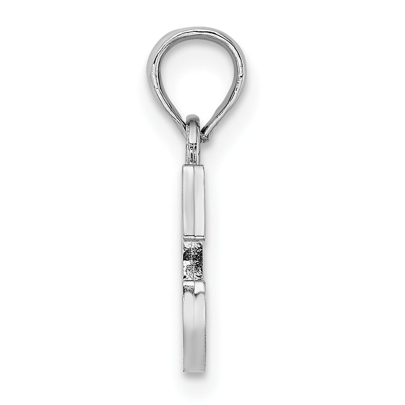 14K White Gold 14Kw Polished Block Letter C Initial Pendant