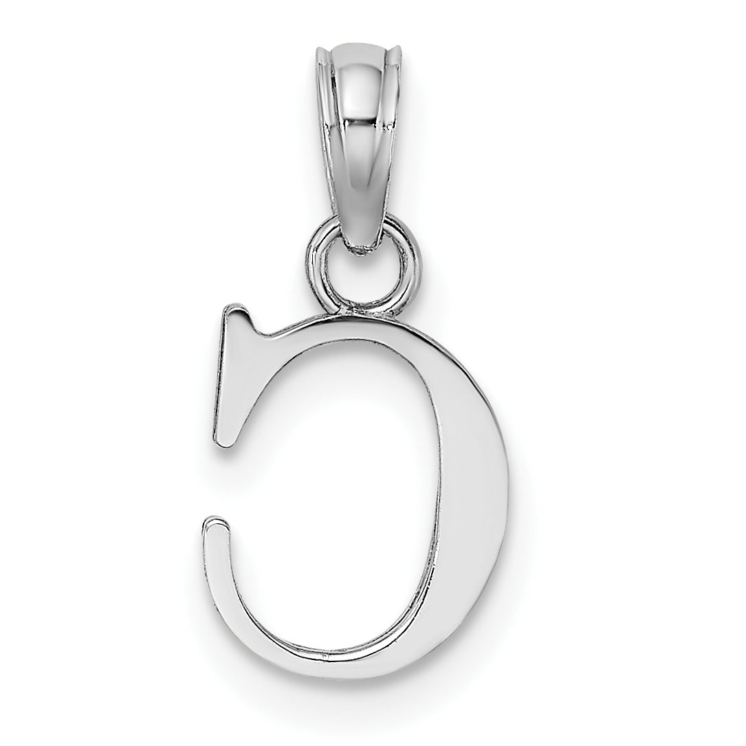 14K White Gold 14Kw Polished Block Letter C Initial Pendant