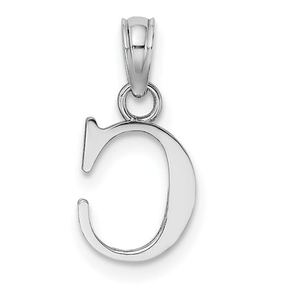 14K White Gold 14Kw Polished Block Letter C Initial Pendant
