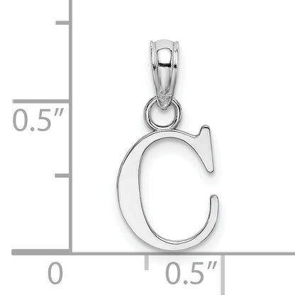 14K White Gold 14Kw Polished Block Letter C Initial Pendant