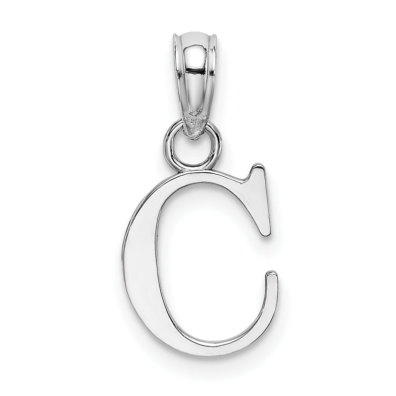 14K White Gold 14Kw Polished Block Letter C Initial Pendant