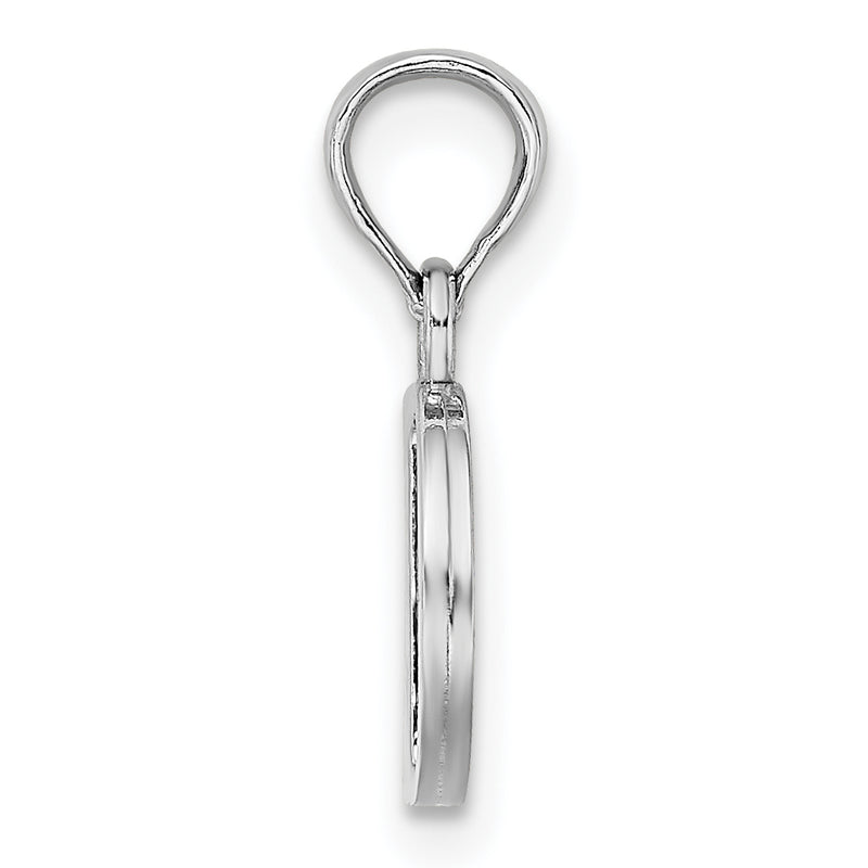 14K White Gold 14Kw Polished Block Letter D Initial Pendant