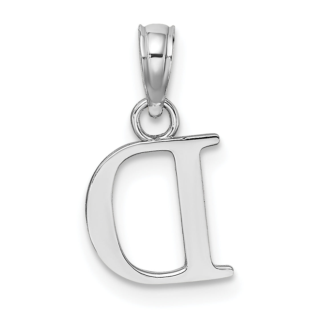 14K White Gold 14Kw Polished Block Letter D Initial Pendant