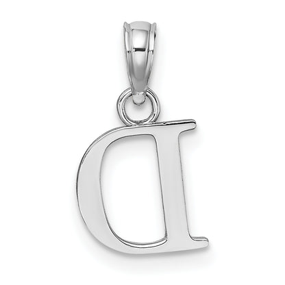 14K White Gold 14Kw Polished Block Letter D Initial Pendant