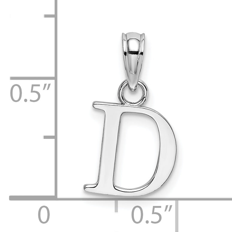 14K White Gold 14Kw Polished Block Letter D Initial Pendant
