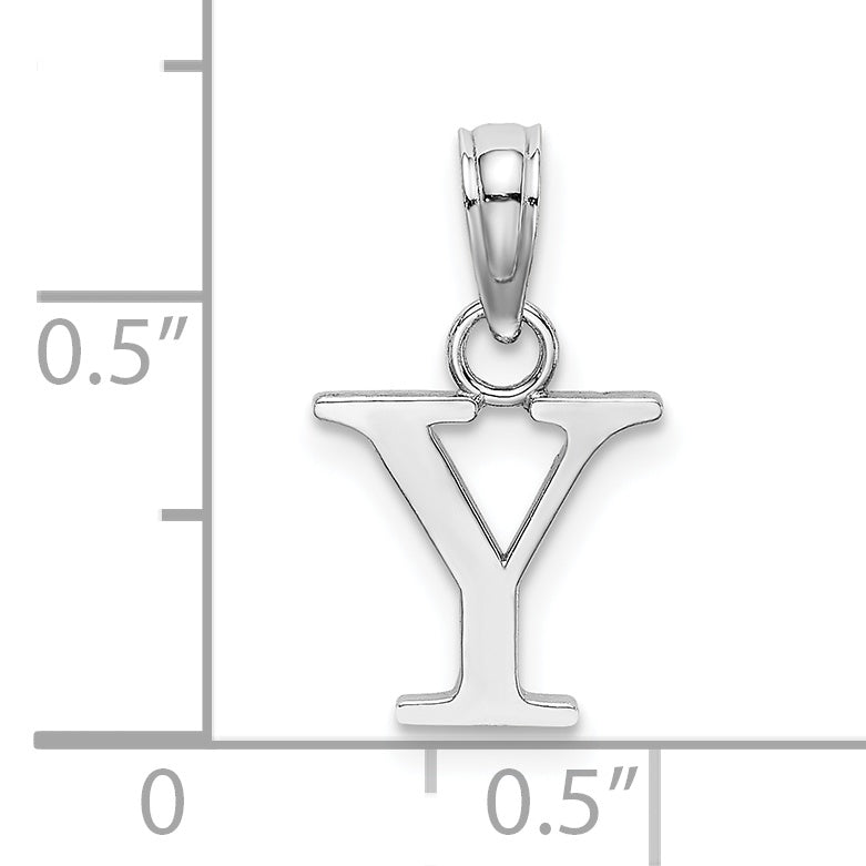 14K White Gold Polished Block Letter Y Initial Pendant
