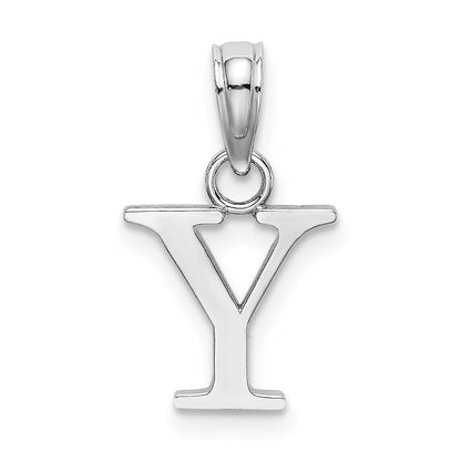 14K White Gold Polished Block Letter Y Initial Pendant