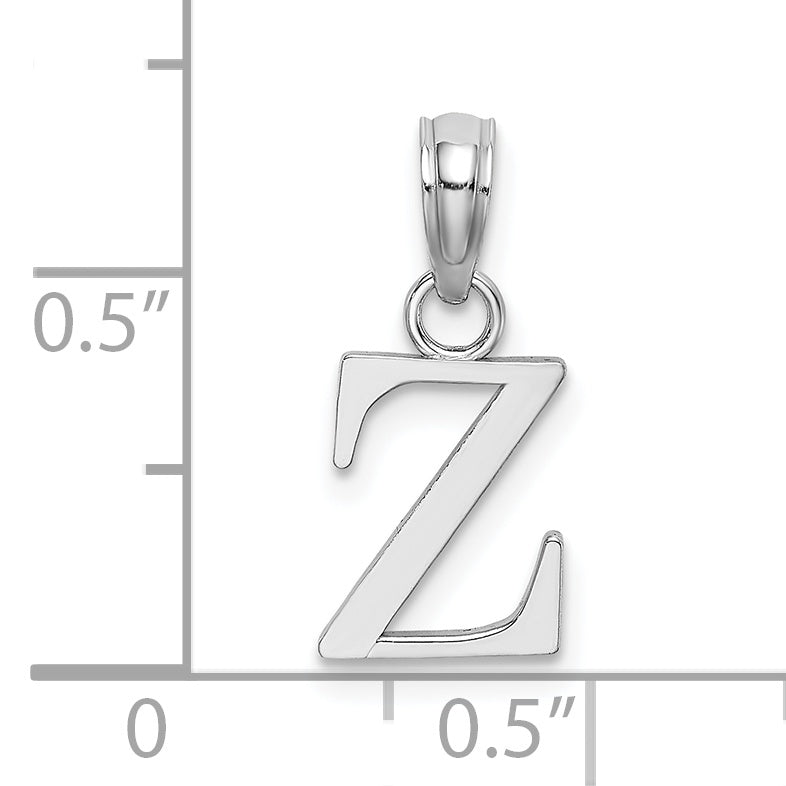 14K White Gold Polished Block Letter Z Initial Pendant