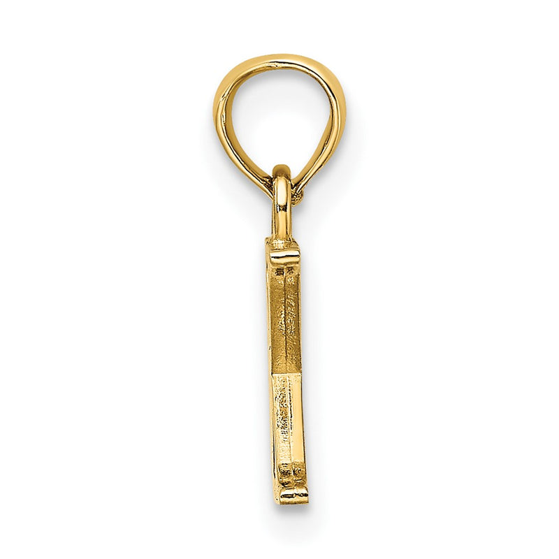 14K Yellow Gold Polished Block Letter X Initial Pendant