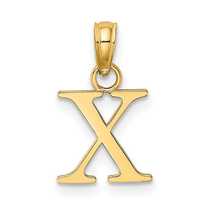 14K Yellow Gold Polished Block Letter X Initial Pendant
