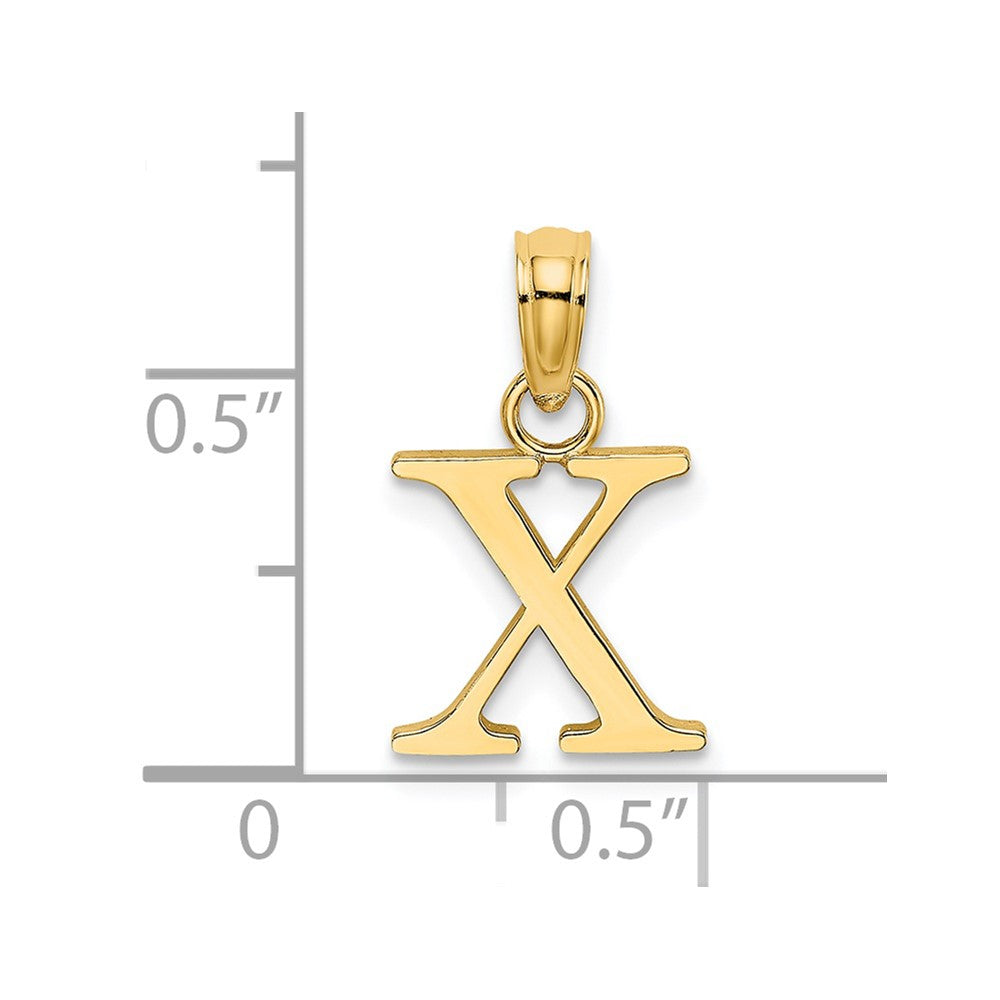 14K Yellow Gold Polished Block Letter X Initial Pendant