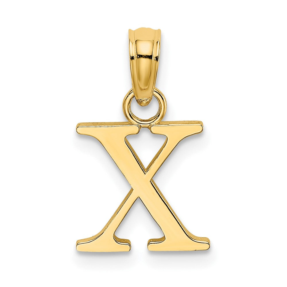 14K Yellow Gold Polished Block Letter X Initial Pendant