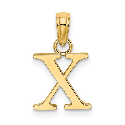 14K Yellow Gold Polished Block Letter X Initial Pendant