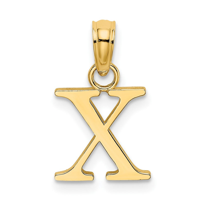 14K Yellow Gold Polished Block Letter X Initial Pendant