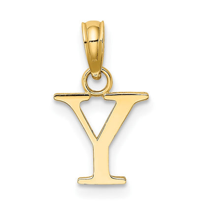 14K Yellow Gold Polished Block Letter Y Initial Pendant