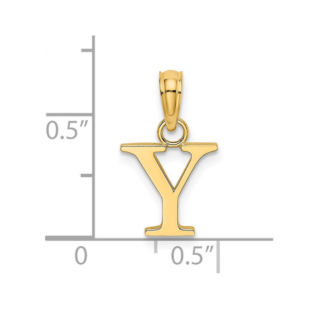 14K Yellow Gold Polished Block Letter Y Initial Pendant