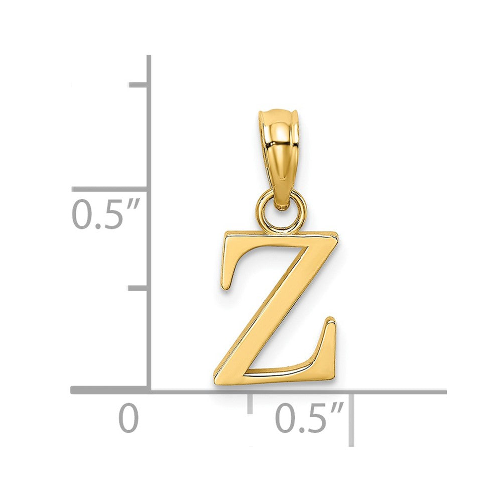 14K Yellow Gold Polished Block Letter Z Initial Pendant