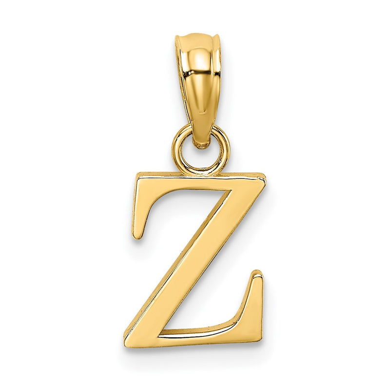 10K Yellow Gold Polished Block Letter Z Initial Pendant