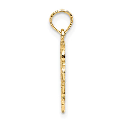 14K Yellow Gold 14Ky Heart Script Letter A Initial Charm