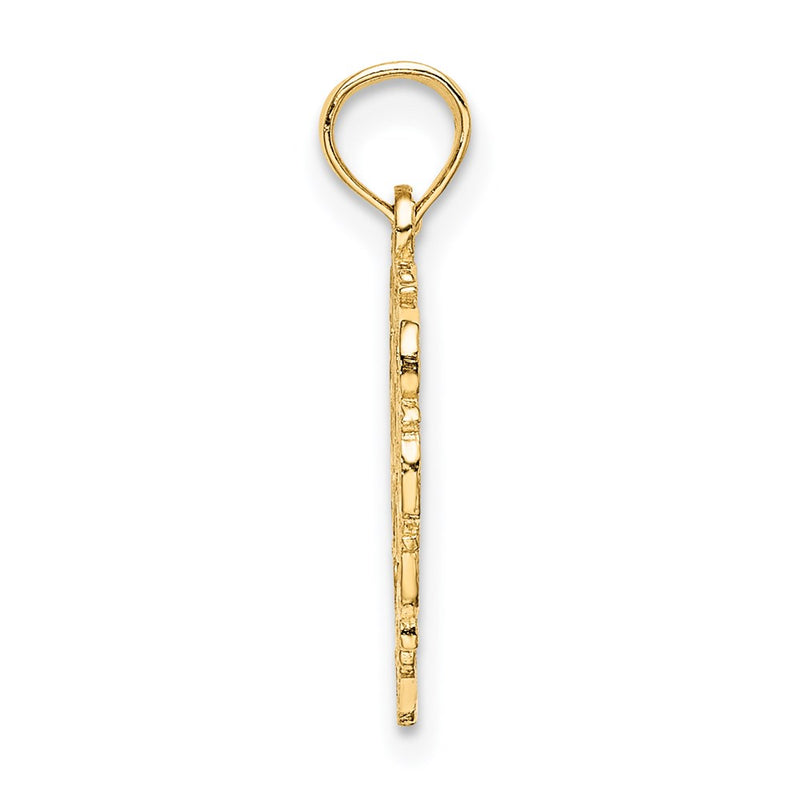 14K Yellow Gold 14Ky Heart Script Letter A Initial Charm