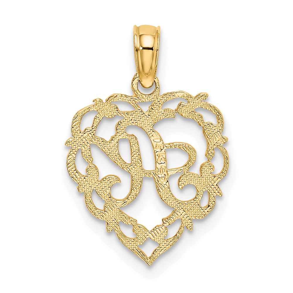 14K Yellow Gold 14Ky Heart Script Letter A Initial Charm