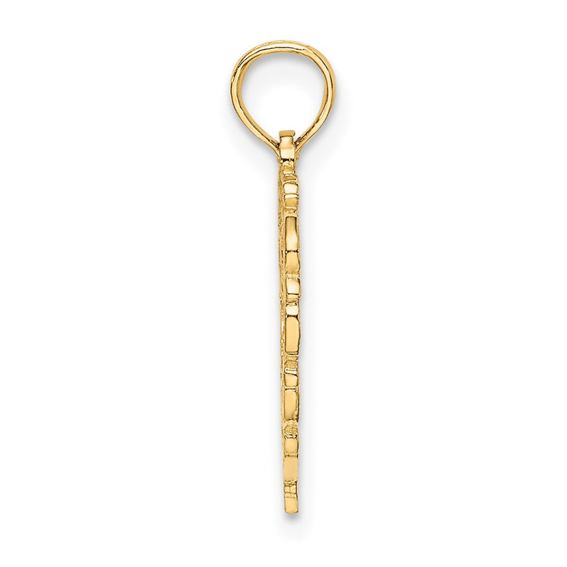 14K Yellow Gold 14Ky Heart Script Letter B Initial Charm