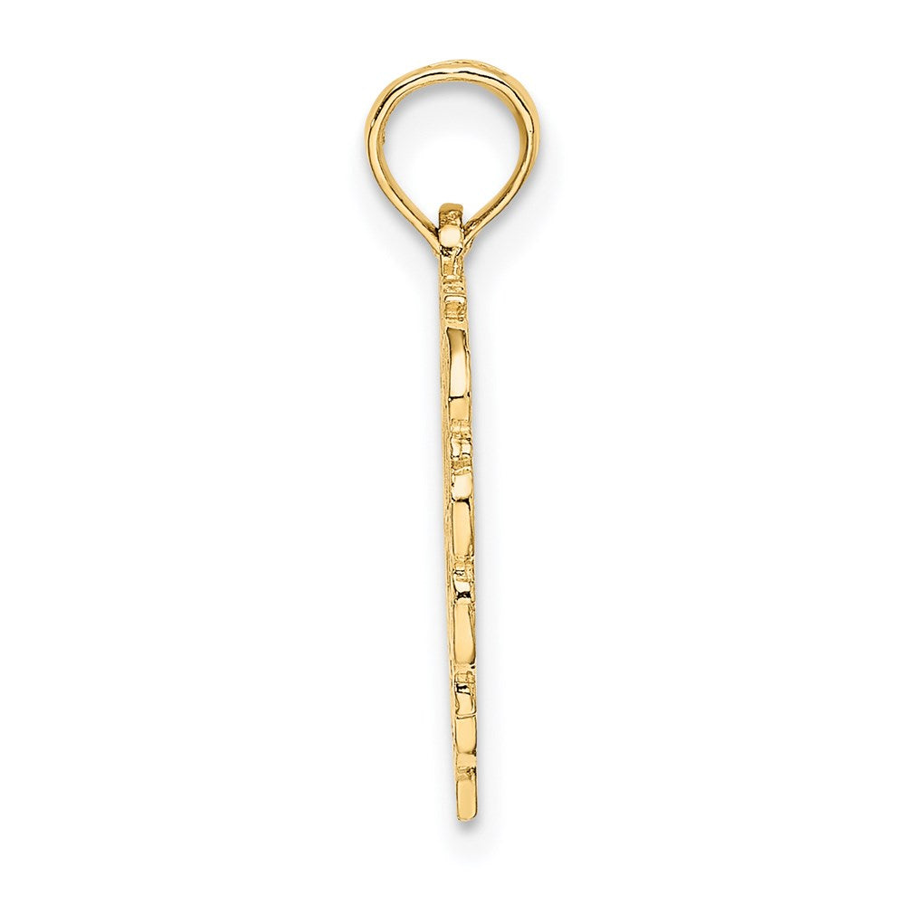 14K Yellow Gold 14Ky Heart Script Letter C Initial Charm
